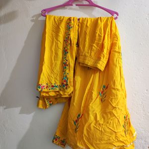 Sharara Yellow Kurti And Pant Set