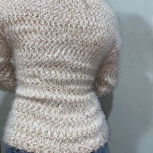 Women Crewneck Fuzzy Sweater