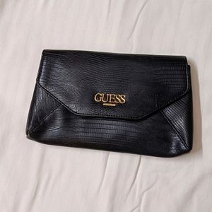 Guess Women Black Leather Metal Chain Sling Bag