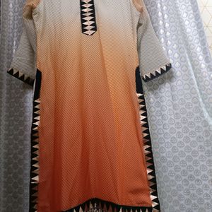 Subtle Orange Kurti With Inside Lining Cloth