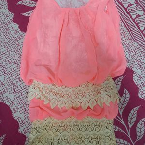 Flurosent Orange Top For Party Wear/Festive Wear