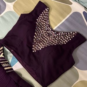 Three Piece - Purple Skirt And Blouse With Shrug