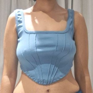 BLUE CORSET TANK TOP