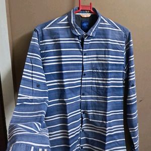 Mens Blue N White Stripped Shirt.