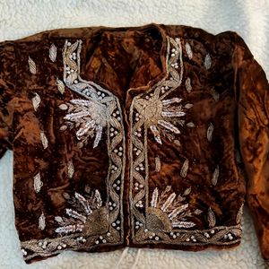 Dark Brown Velvet Ethnic Top