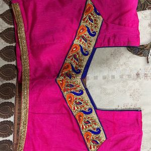 Ethnic Wear Saree Double Shade With Peacock Border