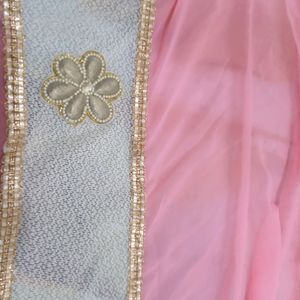 New Pretty Pink Stylish Saree With Blouse