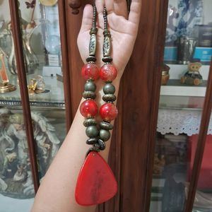 Bohemian Beaded Stone Necklace