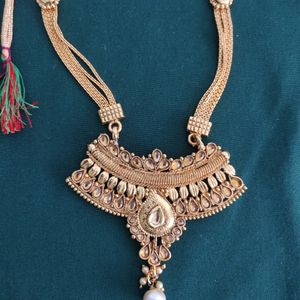 Earrings And Necklace Set, Golden