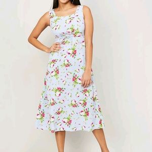 Ginger by Lifestyle Blue Floral Print A-Line Dress