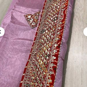 New Cotton Silk Zari Border Saree With Blouse Piec