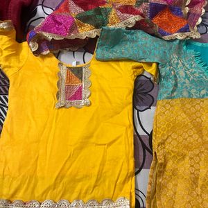 Girls Ethnic Wear Two Shirts With Fulkari Duppata