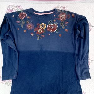 Beautiful Navy Blue Full Sleeves T Shirt