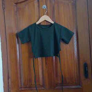 Olive Baby Tee Back Open