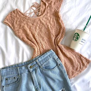 🎀Pinterest Crochet Back Designer Top