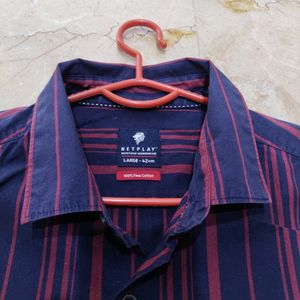 Netplay Mauva Stripes Shirt For Men.