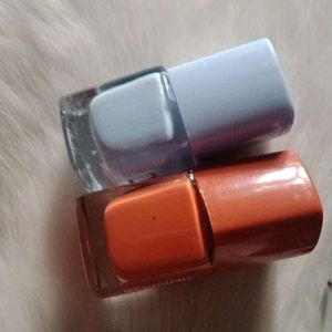 Sky Blue And Rust Colour Nail Polish