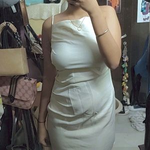 Off White Slip Dress With Layer Design