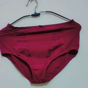 Wine Color Light Padded Bra Panty Set For 34 Bust