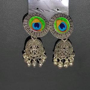 Peacock Oxidised Earrings