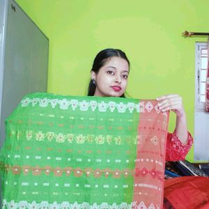 Jamdani Cotton Saree Green 💚