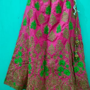 Pink Green Lehenga