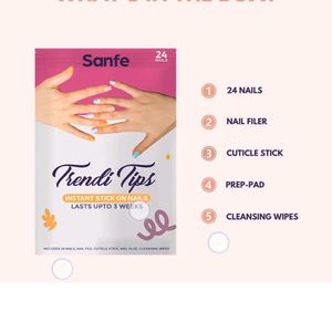 Sanfe Pink French Stick On Nails 🎉🎉🥳🥳