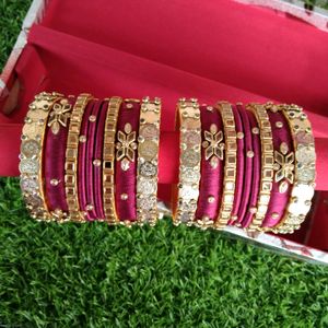 Handcrafted Silk Thread Kundan Stones Bangles