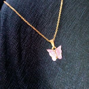 Butterfly pendant set - pink