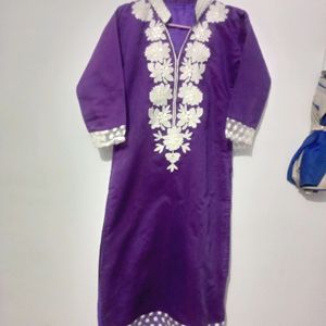 Beutiful Purple Cotton Silk Kurti