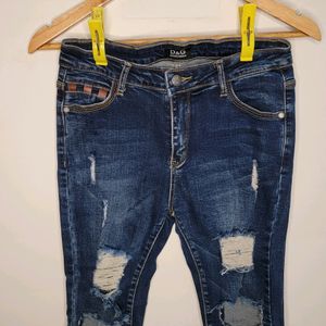 DOLCE & GABBANA- EXTREME DISTRESSED DENIM BLUE JEANS FOR WOMEN