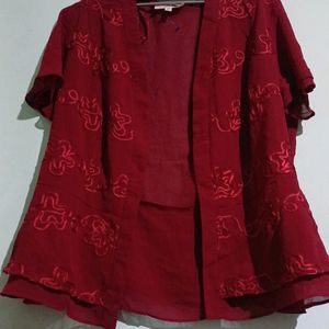 Maroon Georgette  Shrug