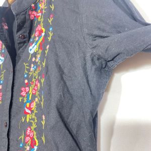 Charcoal Embroidery Tunic