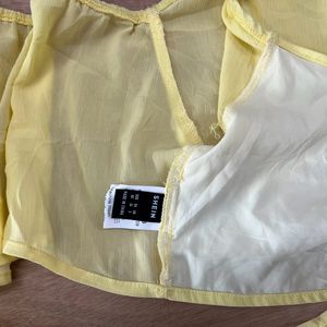 Yellow Premium Look Knot Crop Top