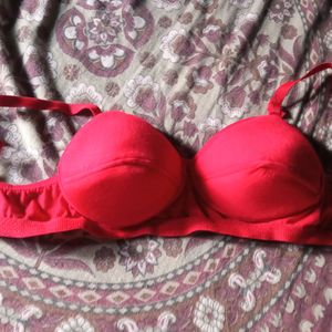 Red Heavily Padded Bra