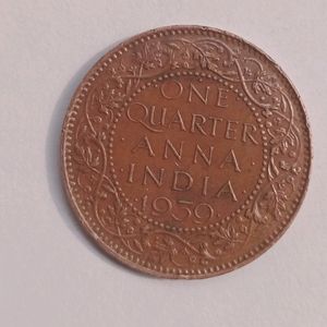 Coin 1939 One Quarter Anna India