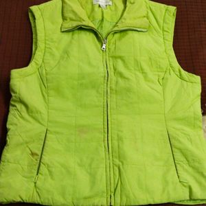 Fluorescent green puffer jacket