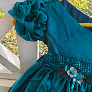 Peacock Blue Party Gown For Toddler