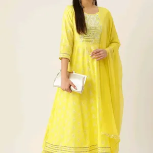 LIME YELLOW KURTA PANT SET WITH DUPATTA