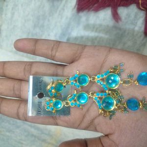 Party Wear Sky Blue Earring Light Weight