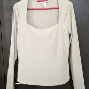 H&M Beige Square Neck Top