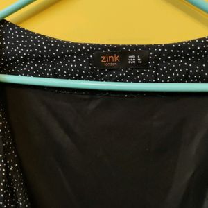 BLACK POLKA DOT WRAP DRESS