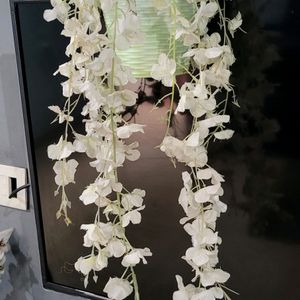 Set 2 Hanging White Flower & FlowerPot