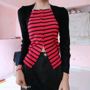 Korean Cross Cut Knitted Top