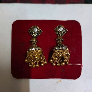 Oxidised Gold Plated Jhumka