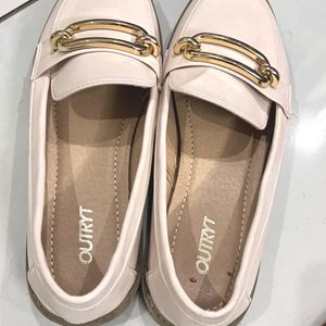 Women Loafers With Gold Buckle On Top