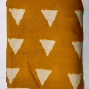 Cambric Cotton Mustard/Cream Triangle Print Fabric