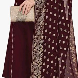 Maroon Poly Crepe A Line Kurta