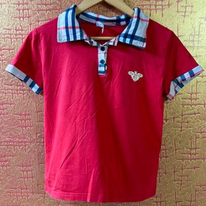 Burberry Collar Red Women Tshirt