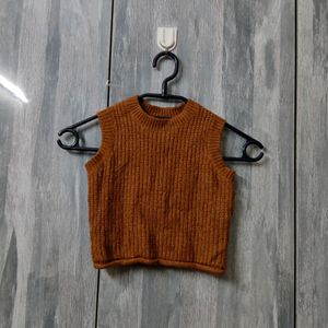 Brown Woolen Crop Top